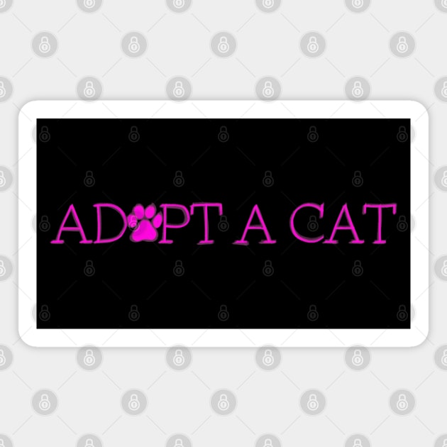 Adopt A Cat Pink And Black Magnet by ROLLIE MC SCROLLIE